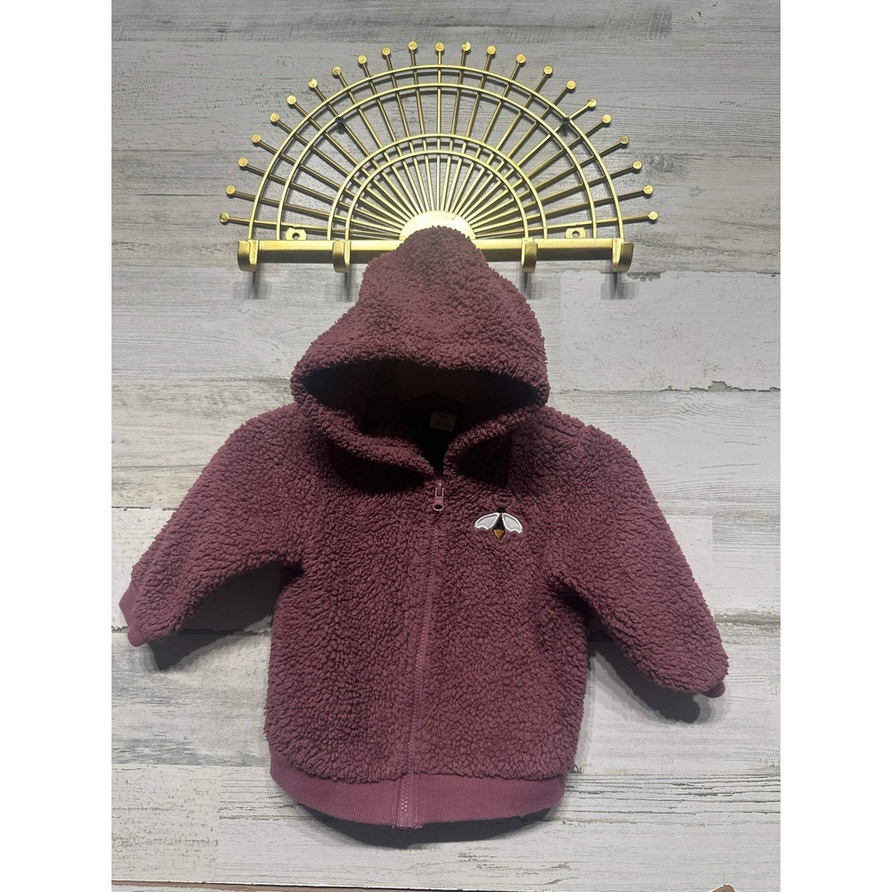 PL Kids Sherpa Fleece Hoodie Girls 9M Mauve Firefly Zip Up EUC‎